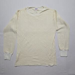 Vintage Duofold Mens Thermal Long Sleeve Shirt Cream Wool Blend L 70s